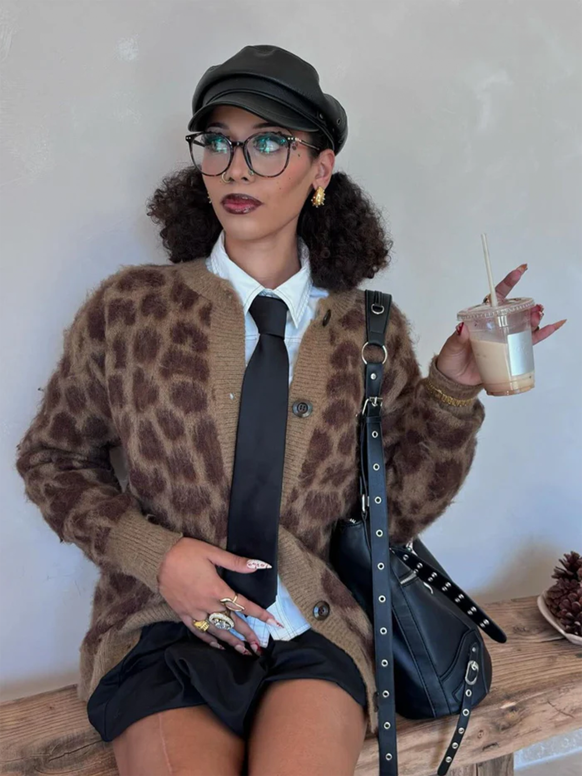 Fushya "80s" Leopard Oversized Cardigan