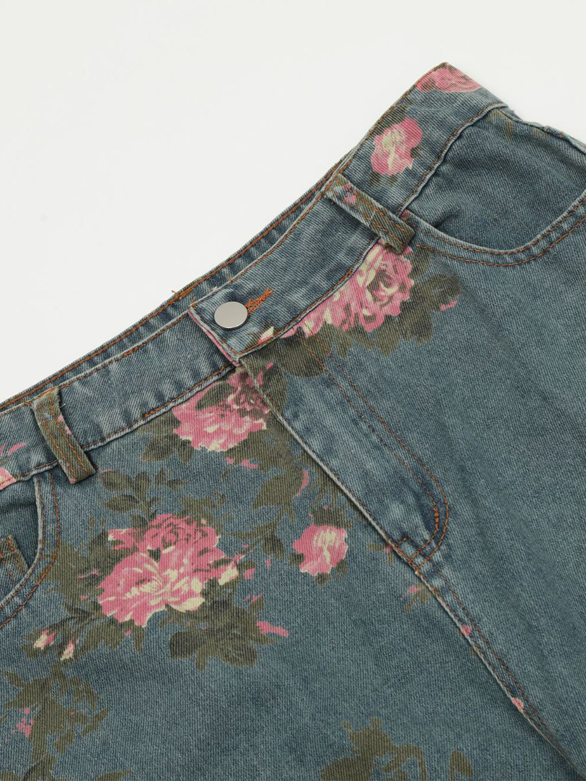 Fuhsya Pink Flower Baggy Jean