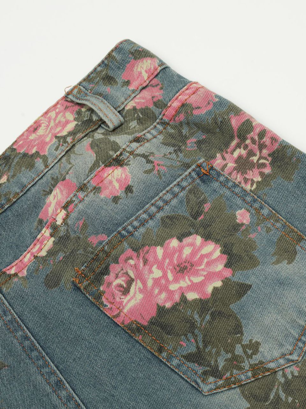 Fuhsya Pink Flower Baggy Jean