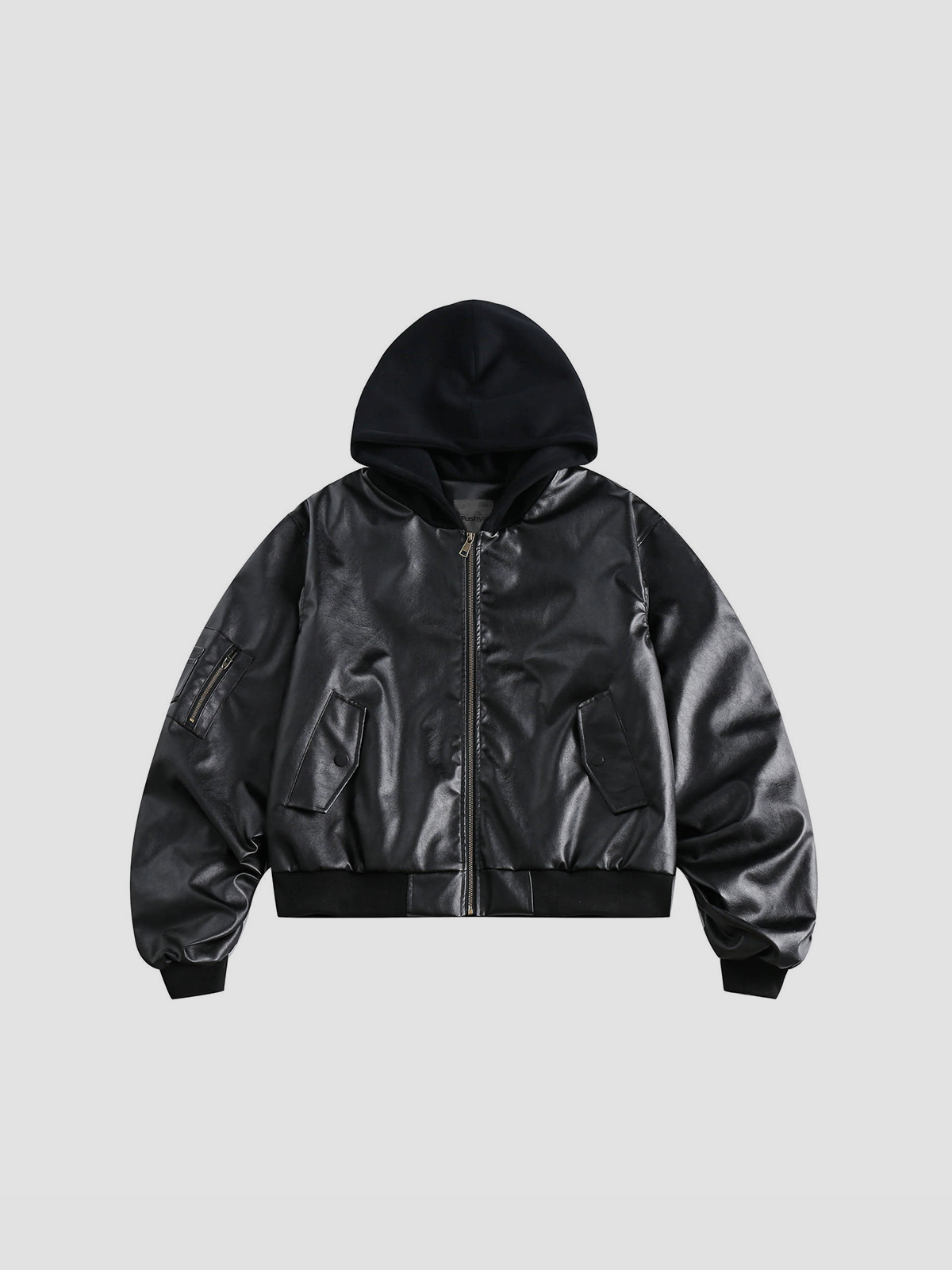 Fushya "Street Star" Hoodie Patch Leather Jacket