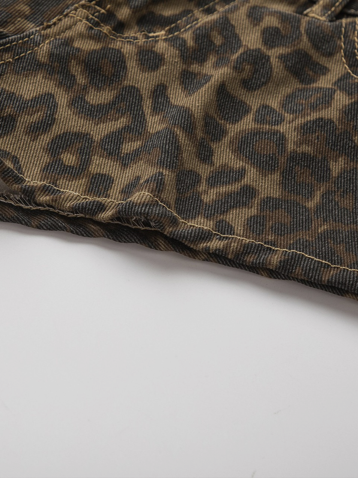 Fushya "Street Star" Leopard Denim Short Jean