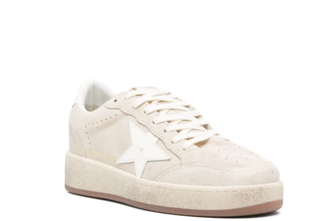 Davenzarry | Golden Goose Ball Star Beige Suede White Leather Star Beige Heel Tab - Women's | View 5