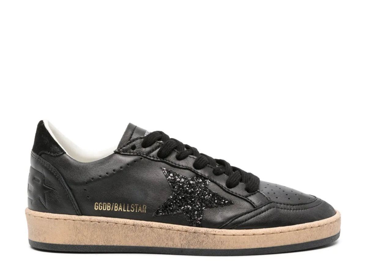 Davenzarry | Golden Goose Ball Star Black Nappa Black Glitter Star Black Suede Heel Tab - Women's | View 1