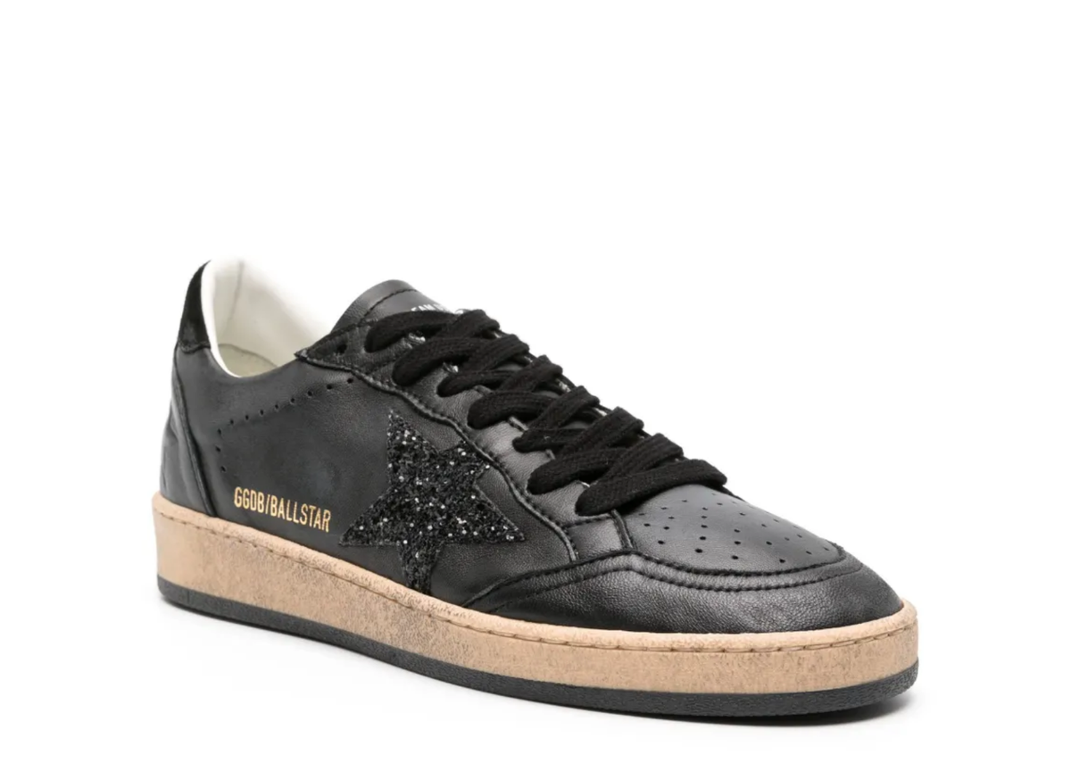 Davenzarry | Golden Goose Ball Star Black Nappa Black Glitter Star Black Suede Heel Tab - Women's | View 2