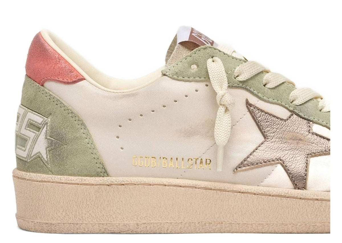 Davenzarry | Golden Goose Ball Star Butter Leather Sage Green Suede Coral Heel Tab - Women's | View 4