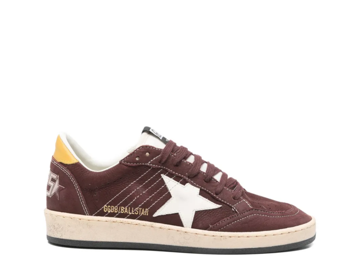Davenzarry | Golden Goose Ball Star Chocolate Nubuck White Leather Star Honey Heel Tab - Women's | View 1