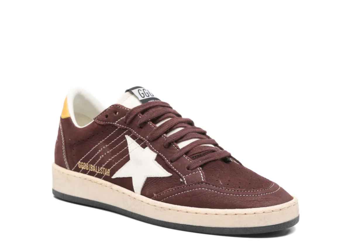 Davenzarry | Golden Goose Ball Star Chocolate Nubuck White Leather Star Honey Heel Tab - Women's | View 2