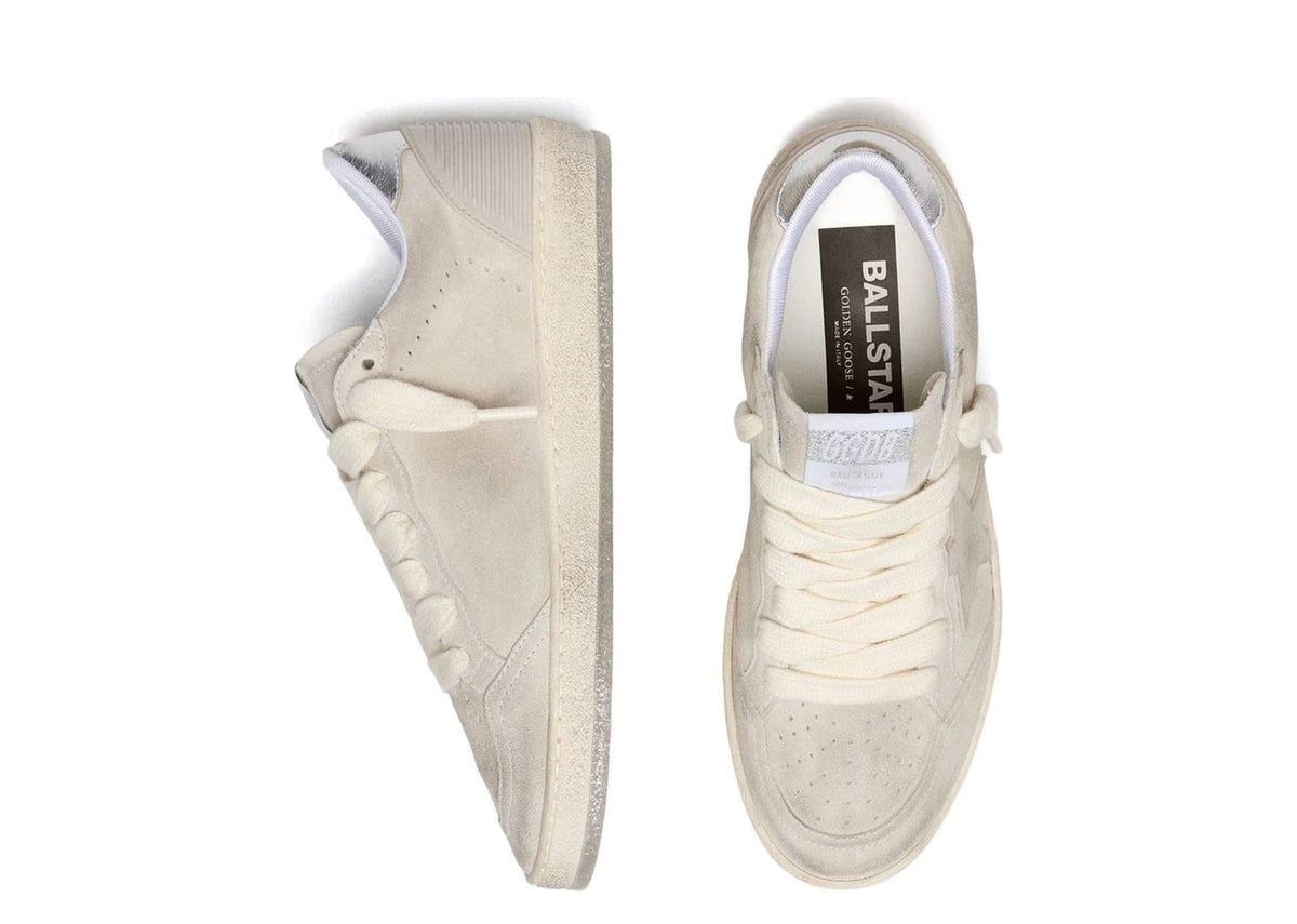Davenzarry | Golden Goose Ball Star Gray Suede Tone-on-Tone Star Silver Heel Tab - Women's | View 3
