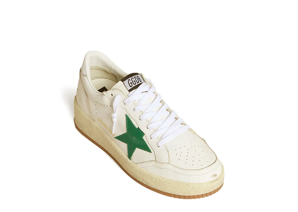 Davenzarry | Golden Goose Ball Star Green Leather Star Metallic Silver Heel Tab - Women's | View 2