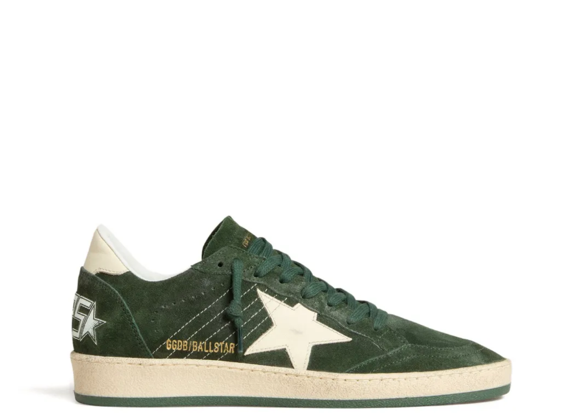 Davenzarry | Golden Goose Ball Star Green Suede White Leather Star Green Heel Tab - Women's | View 1