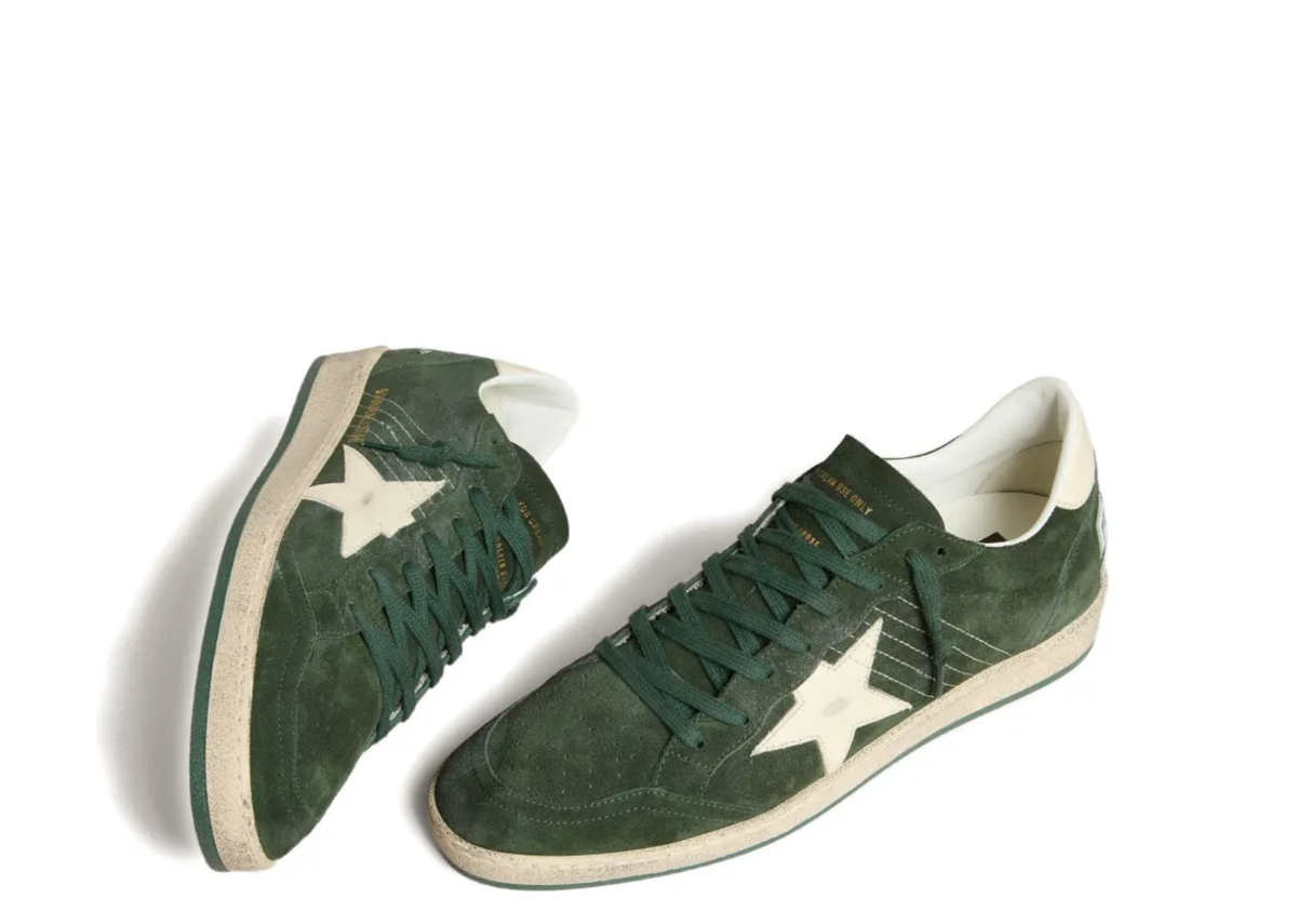Davenzarry | Golden Goose Ball Star Green Suede White Leather Star Green Heel Tab - Women's | View 3