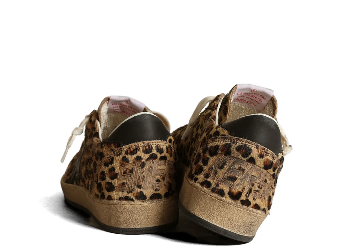 Davenzarry | Golden Goose Ball Star Leopard Pony Black Leather Star Black Heel Tab - Women's | View 3
