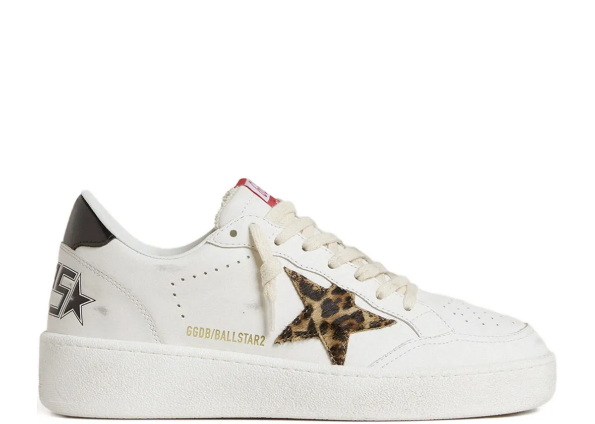 Davenzarry | Golden Goose Ball Star Leopard Pony Star Black Laminated Heel Tab - Women's | View 1