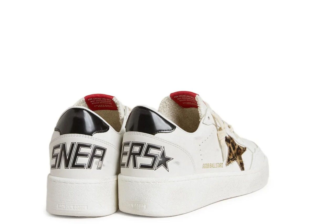 Davenzarry | Golden Goose Ball Star Leopard Pony Star Black Laminated Heel Tab - Women's | View 3