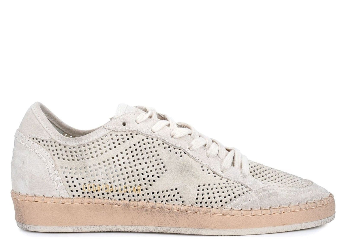 Davenzarry | Golden Goose Ball Star Perforated Beige Suede Tone-on-Tone Star | View 1