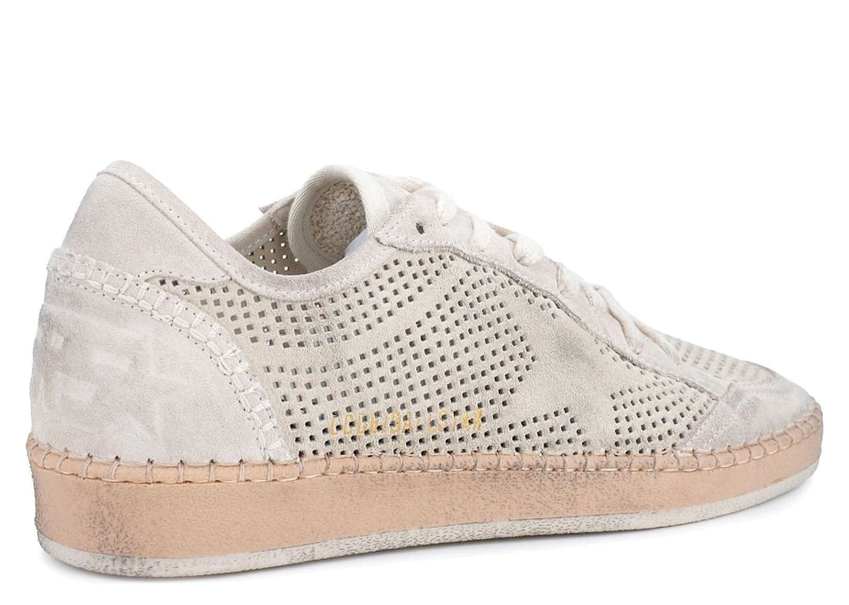 Davenzarry | Golden Goose Ball Star Perforated Beige Suede Tone-on-Tone Star | View 2