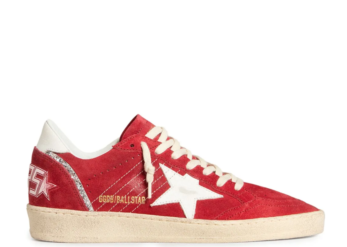Davenzarry | Golden Goose Ball Star Red Suede White Leather Star Red Heel Tab - Women's | View 1