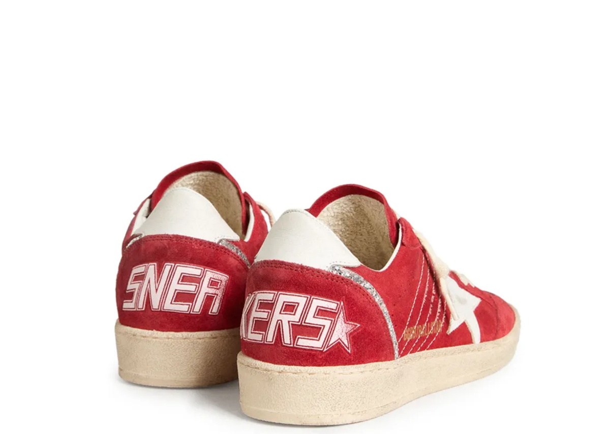 Davenzarry | Golden Goose Ball Star Red Suede White Leather Star Red Heel Tab - Women's | View 3
