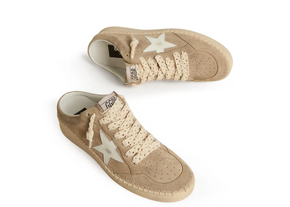 Davenzarry | Golden Goose Ball Star Sabot Beige Suede White Leather Star - Women's | View 2