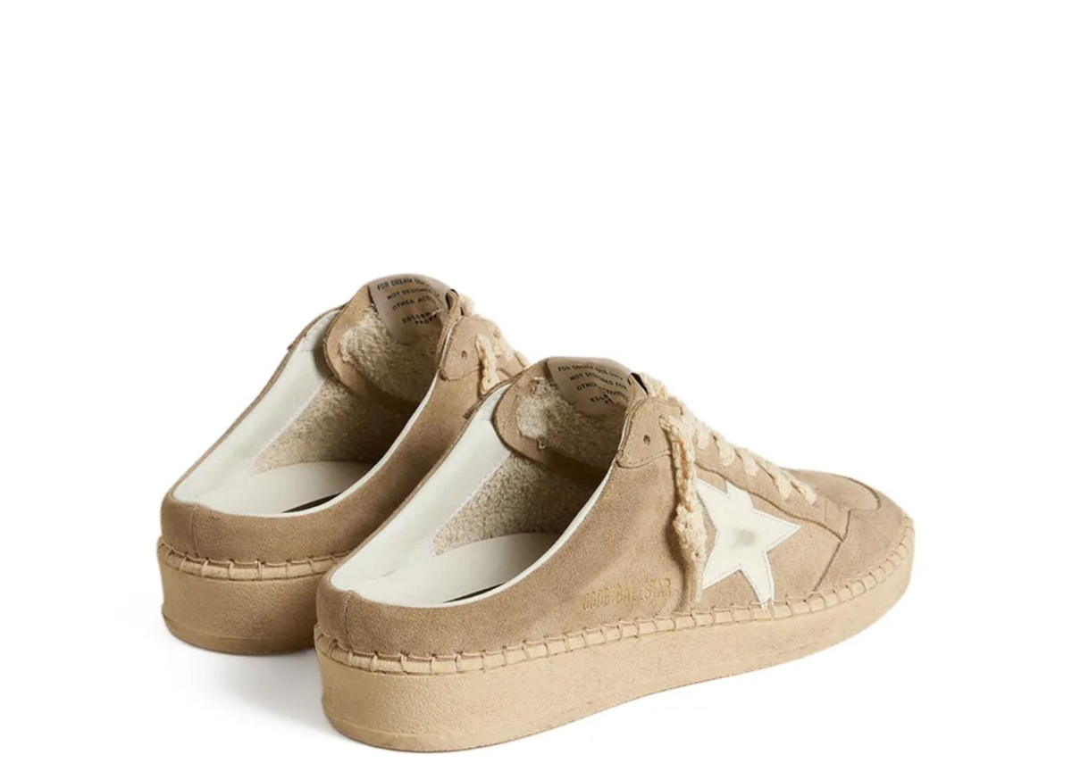 Davenzarry | Golden Goose Ball Star Sabot Beige Suede White Leather Star - Women's | View 3