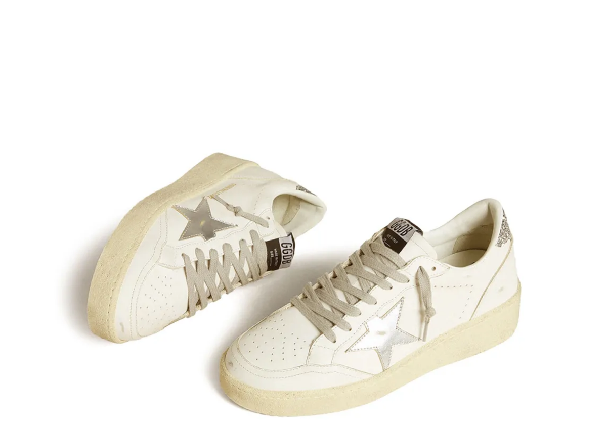 Davenzarry | Golden Goose Ball Star Silver Leather Star Silver Glitter Heel Tab - Women's | View 2