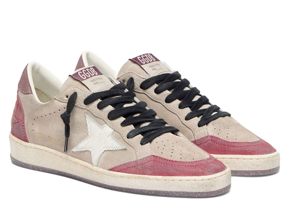 Davenzarry | Golden Goose Ball Star Taupe Suede Cream Star Pink Heel Tab - Women's | View 2