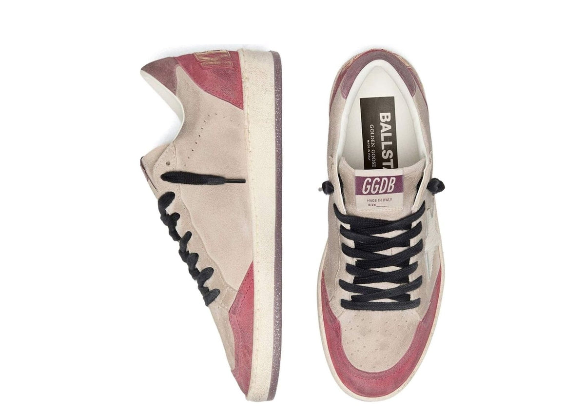 Davenzarry | Golden Goose Ball Star Taupe Suede Cream Star Pink Heel Tab - Women's | View 3