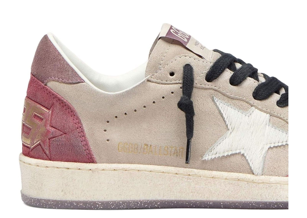 Davenzarry | Golden Goose Ball Star Taupe Suede Cream Star Pink Heel Tab - Women's | View 4