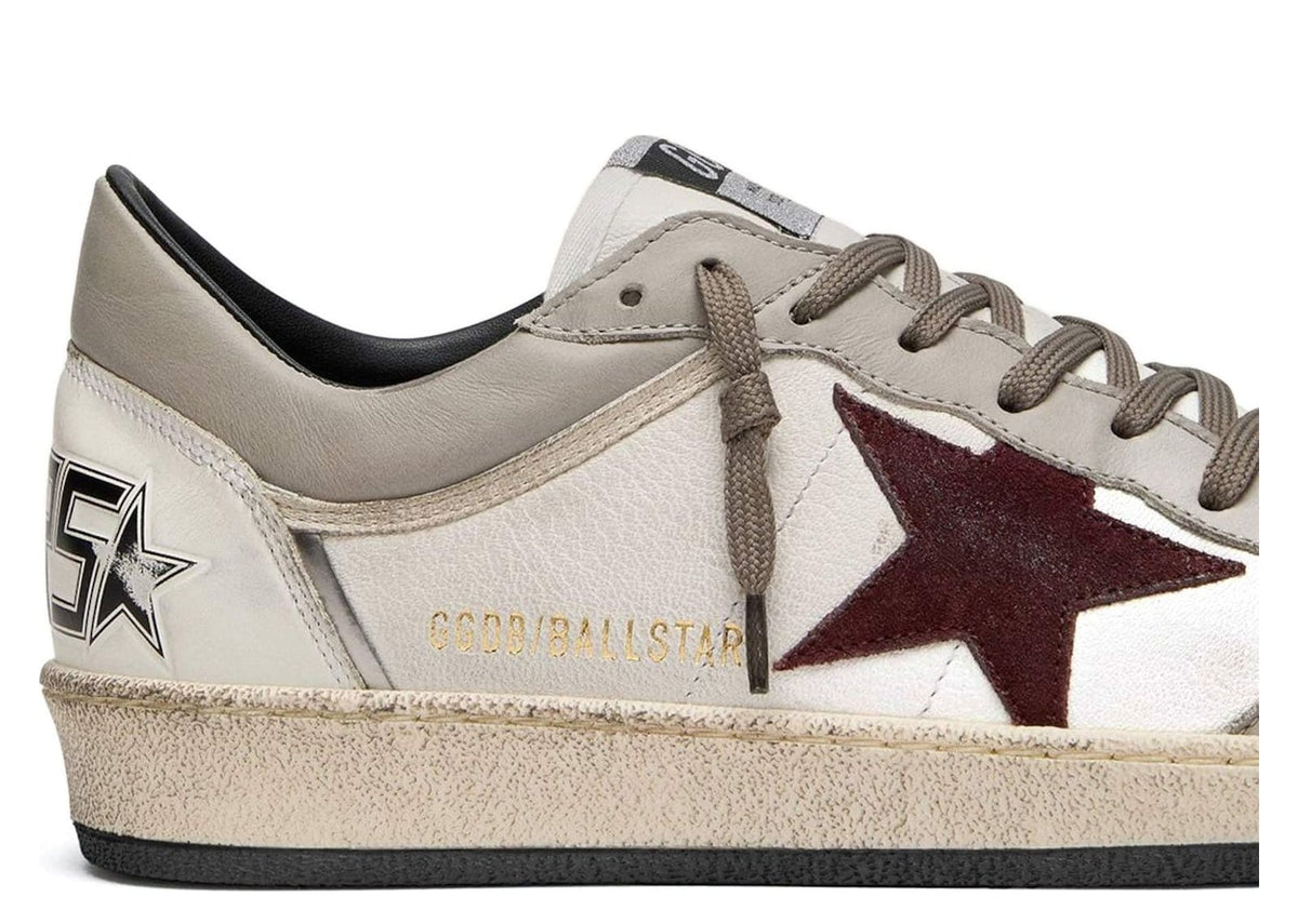 Davenzarry | Golden Goose Ball Star White Leather Dove Gray Suede Bordeaux Star | View 4