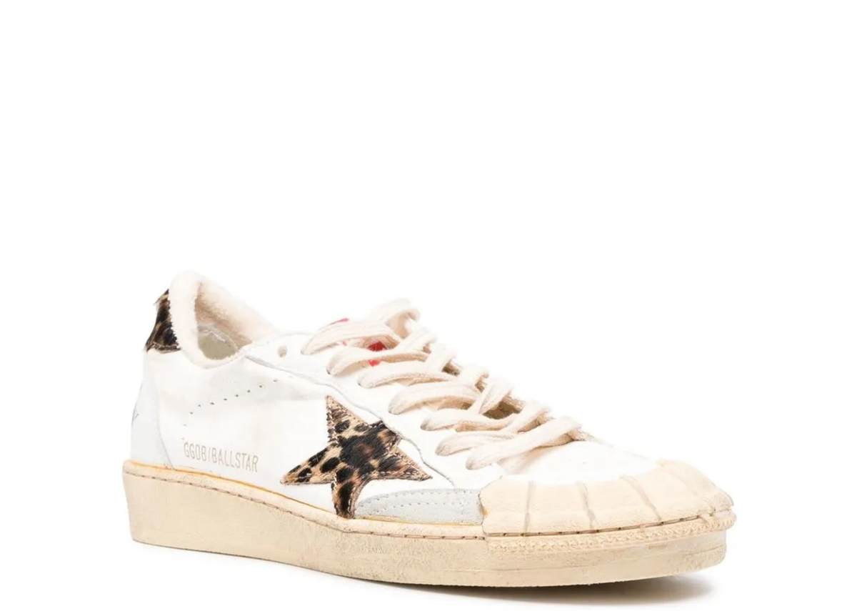 Davenzarry | Golden Goose Ball Star White Nappa Leopard Pony Star Leopard Heel Tab - Women's | View 2