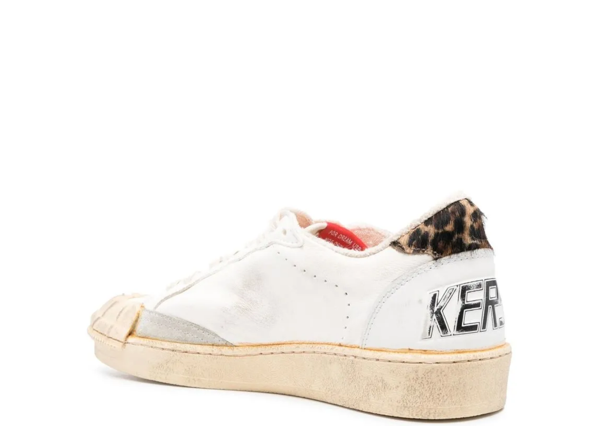 Davenzarry | Golden Goose Ball Star White Nappa Leopard Pony Star Leopard Heel Tab - Women's | View 3