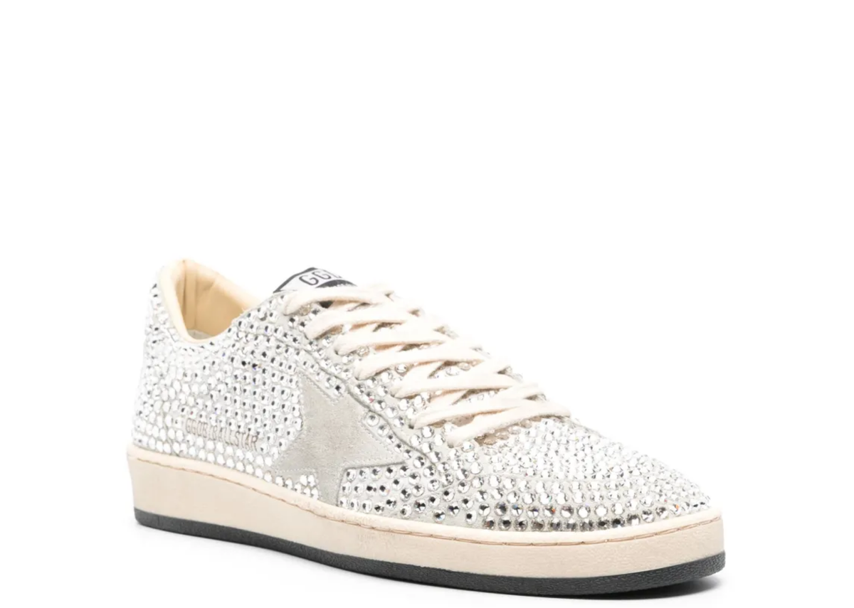 Davenzarry | Golden Goose Ball Star White Swarovski Gray Suede Star - Women's | View 2