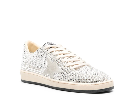 Davenzarry | Golden Goose Ball Star White Swarovski Gray Suede Star - Women's | View 2