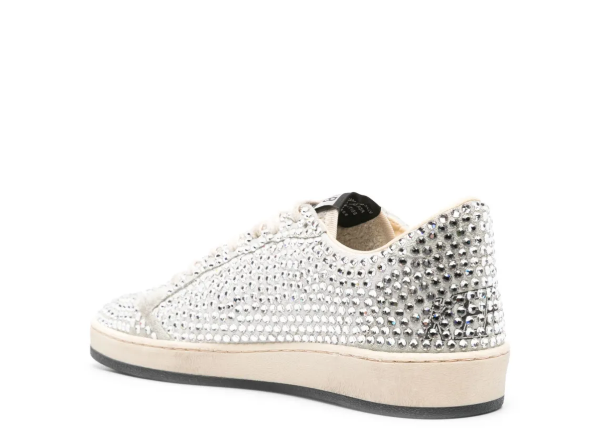 Davenzarry | Golden Goose Ball Star White Swarovski Gray Suede Star - Women's | View 3