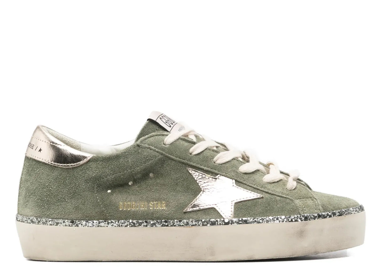 Davenzarry | Golden Goose Hi-Star Green Suede Glitter Metallic Heel - Women's | View 1