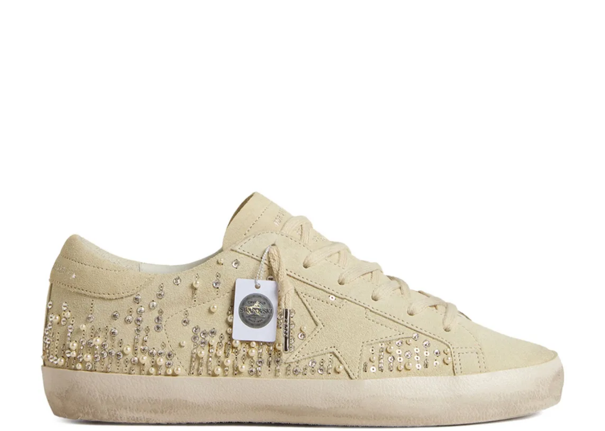 Davenzarry | Golden Goose Super-Star Beige Suede Pearls Swarovski Crystals - Women's | View 1