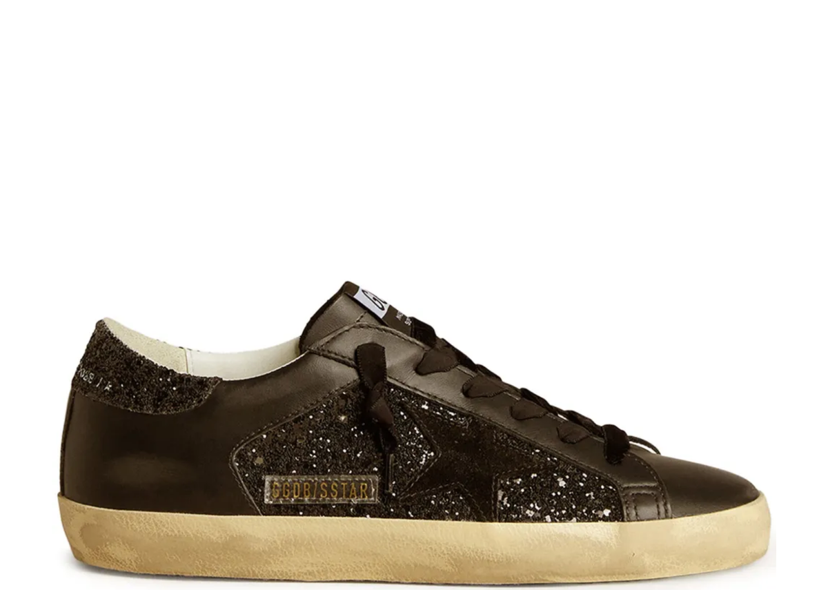 Davenzarry | Golden Goose Super-Star Black Glitter Black Suede Star - Women's | View 1