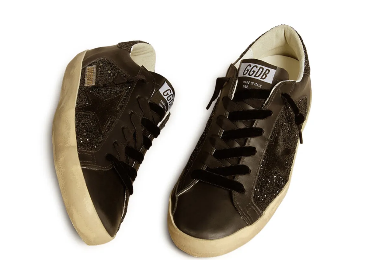 Davenzarry | Golden Goose Super-Star Black Glitter Black Suede Star - Women's | View 2