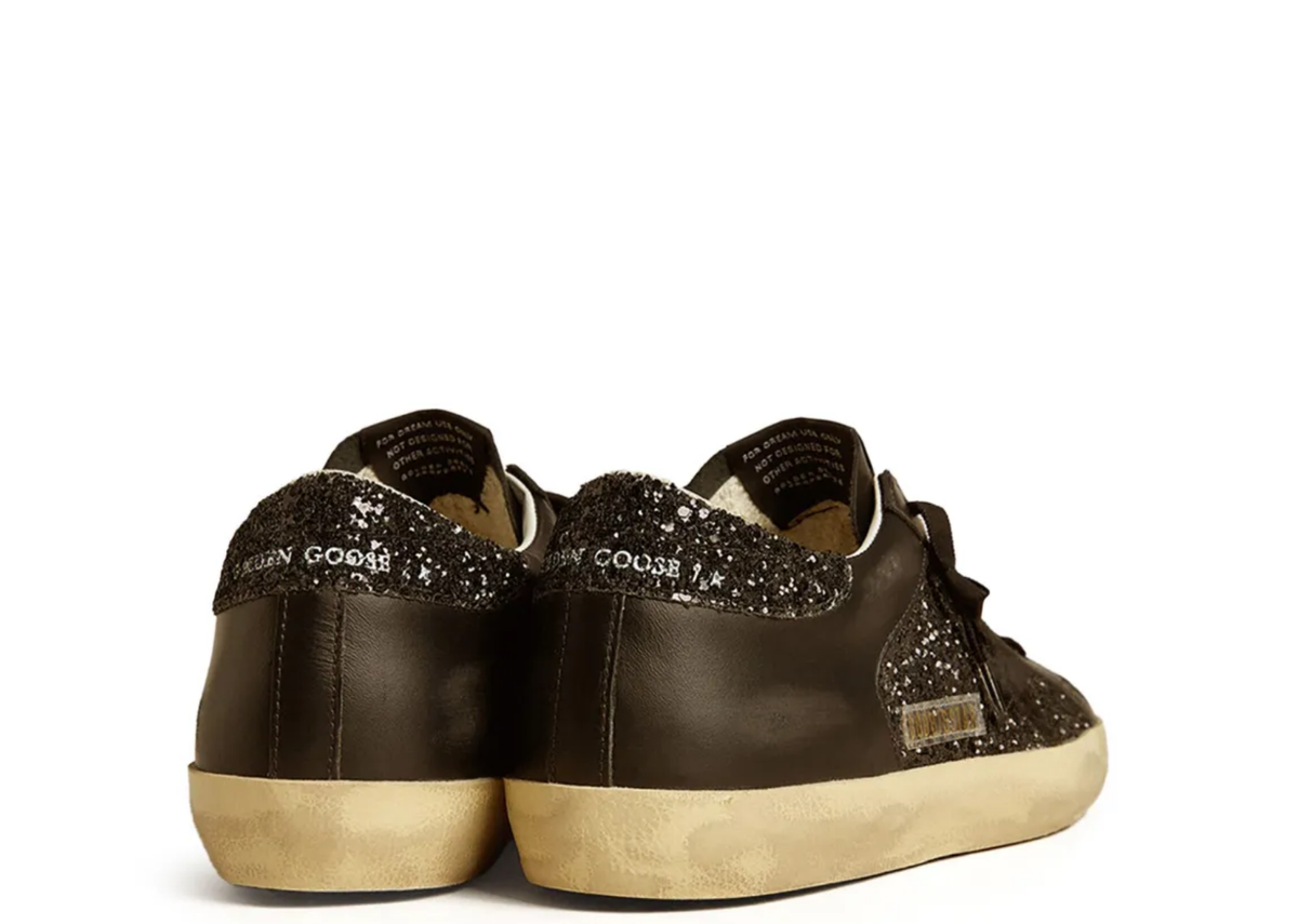 Davenzarry | Golden Goose Super-Star Black Glitter Black Suede Star - Women's | View 3