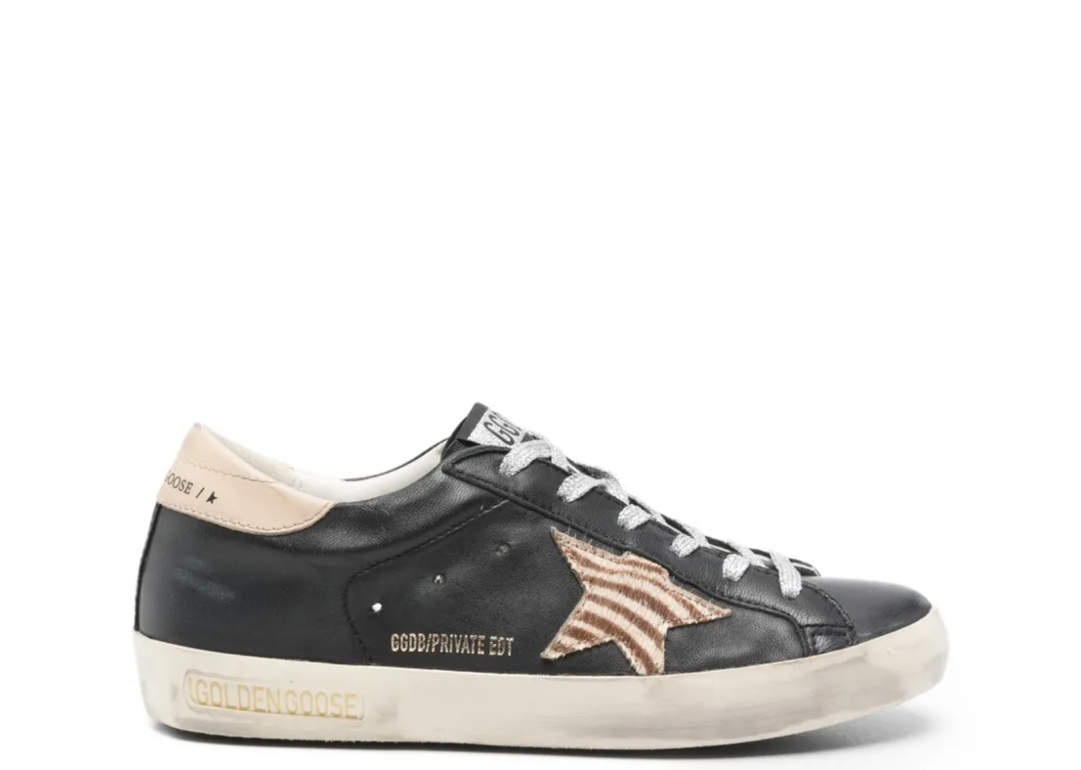Davenzarry | Golden Goose Super-Star Black Nappa Zebra Pony Star Beige Heel Tab - Women's | View 1