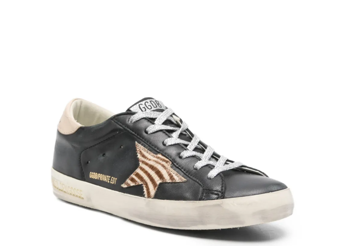 Davenzarry | Golden Goose Super-Star Black Nappa Zebra Pony Star Beige Heel Tab - Women's | View 2