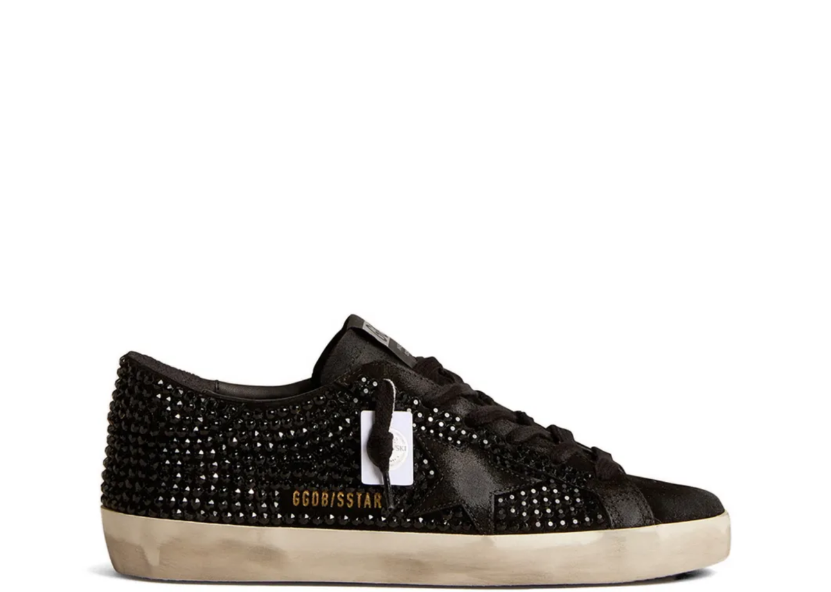 Davenzarry | Golden Goose Super-Star Black Suede Black Suede Star Swarovski Crystals - Women's | View 1