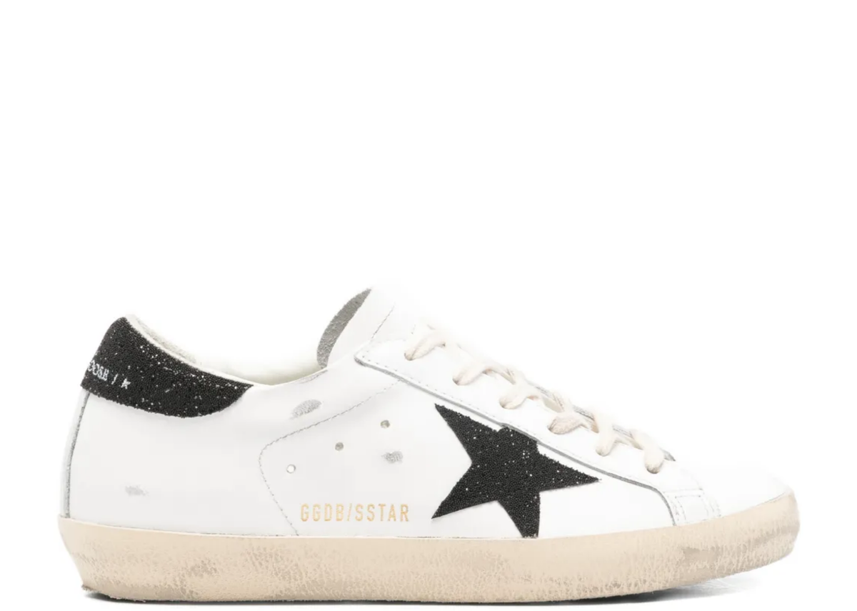 Davenzarry | Golden Goose Super-Star Black Swarovski Crystal Star Heel Tab - Women's | View 1