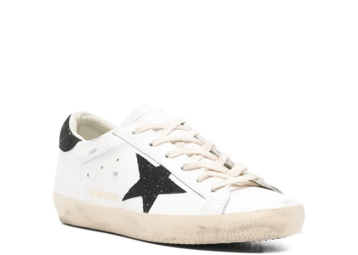 Davenzarry | Golden Goose Super-Star Black Swarovski Crystal Star Heel Tab - Women's | View 2