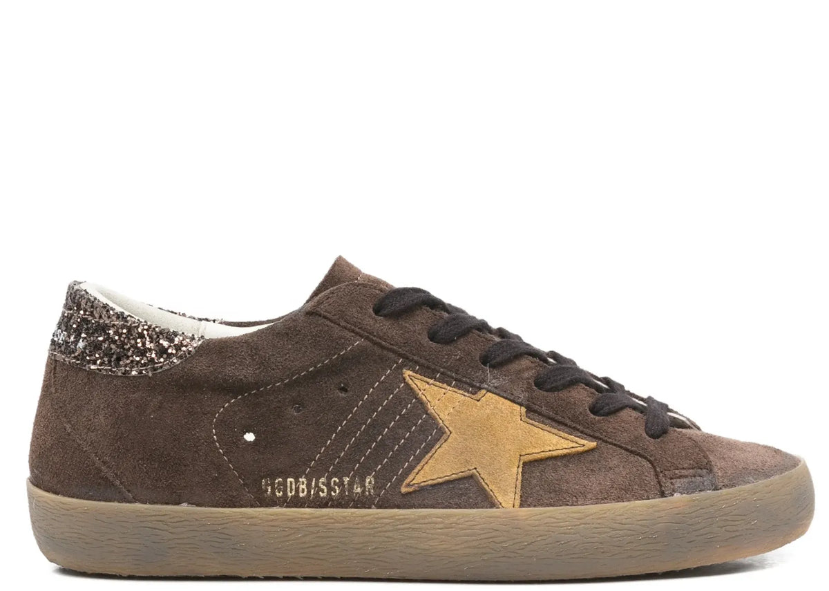 Davenzarry | Golden Goose Super-Star Brown Suede Glitter Star - Women's | View 1