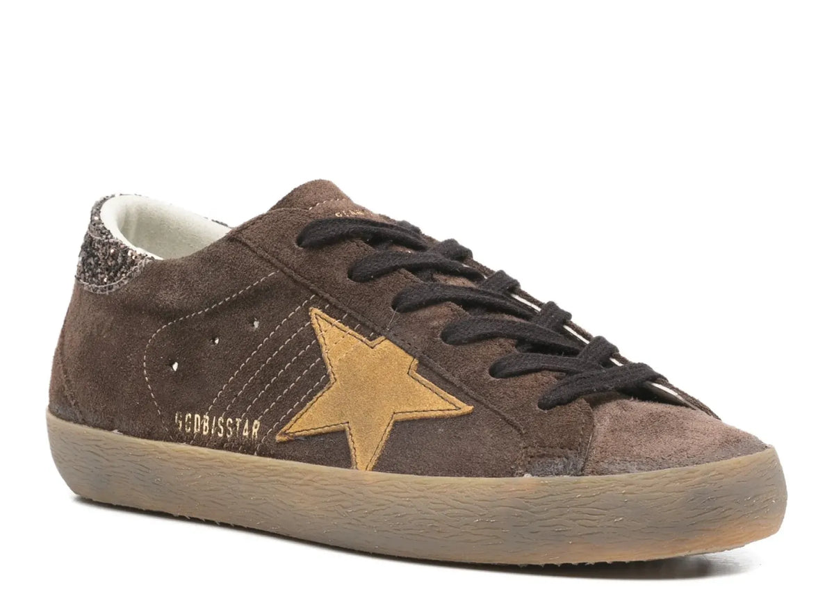 Davenzarry | Golden Goose Super-Star Brown Suede Glitter Star - Women's | View 2
