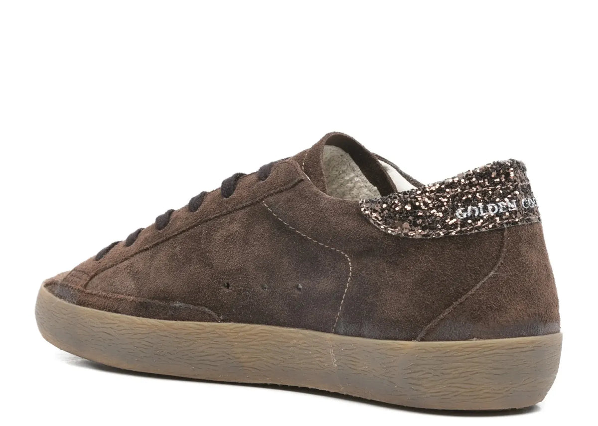Davenzarry | Golden Goose Super-Star Brown Suede Glitter Star - Women's | View 3