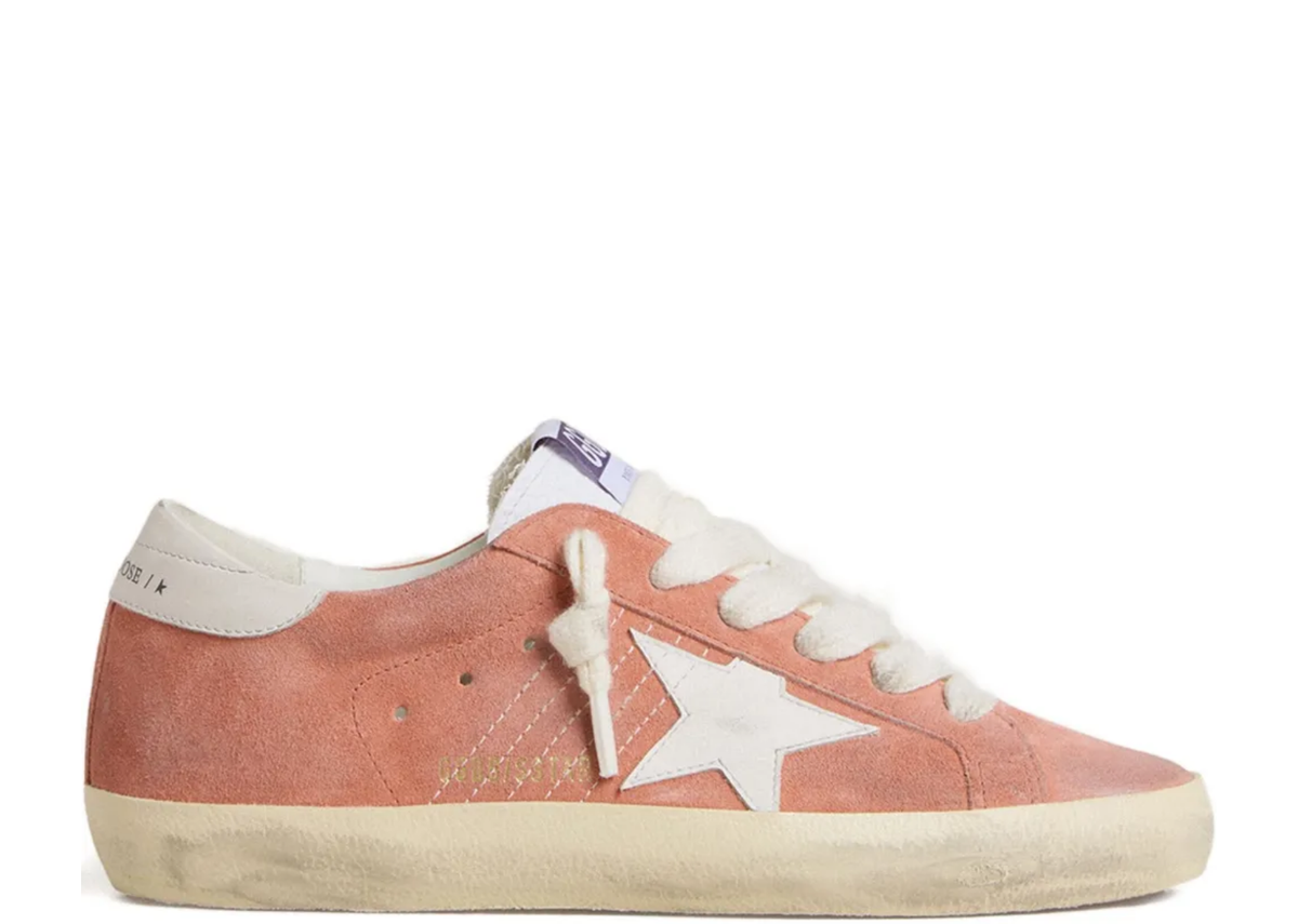 Davenzarry | Golden Goose Super-Star Coral Suede White Leather Star - Women's | View 1