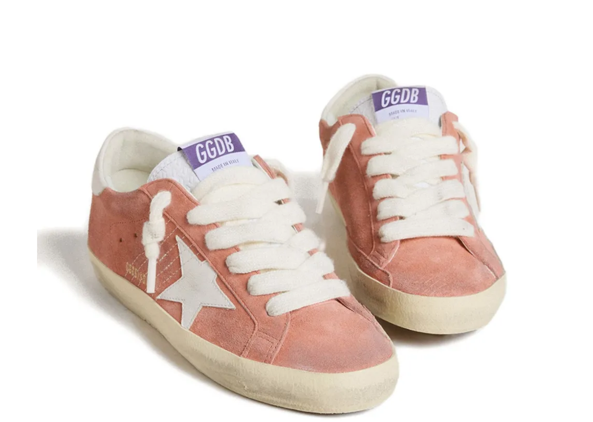 Davenzarry | Golden Goose Super-Star Coral Suede White Leather Star - Women's | View 2