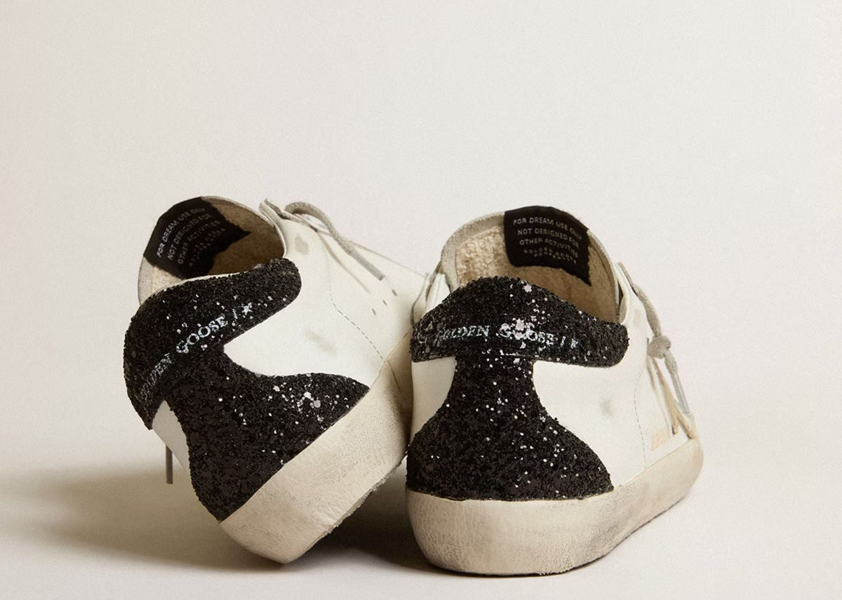 Davenzarry | Golden Goose Super-Star Gold Star Black Glitter Heel - Women's | View 5